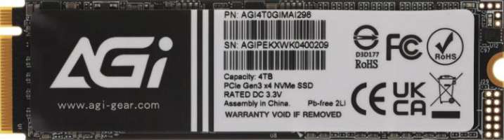 AGI Накопитель SSD M.2 2280 AI298 4TB, 2400/1800MB/s, MTBF 1.6M