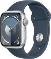 Apple Умные часы Watch Series 9 MR903ZP/A 41mm Aluminum Silver с синим ремешком S/M