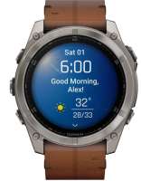 Часы Garmin Fenix 8 AMOLED Sapphire 010-02905-40 51мм, каштановый кожаный ремешок, титановый серый