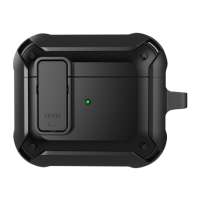Чехол WiWU Mecha для AirPods 3 противоударный с карабином (черный)