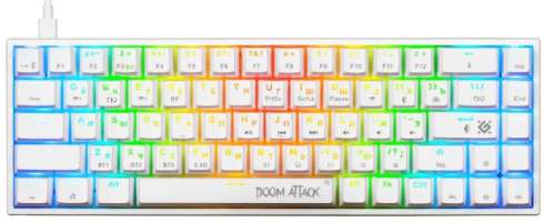 Defender Клавиатура Doom Attack GK-215 RU 45215 механическая, белый, 3в1, 61кн, Outemu серые