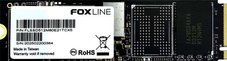 Foxline Накопитель SSD M.2 2280 X5-E21T 512GB, 5100/4600MB/s, TBW 500