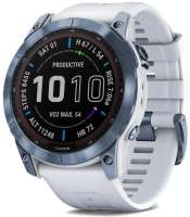 Garmin Fenix 7 Sapphire Solar 47mm Mineral Blue Titanium, с ремешком Whitestone