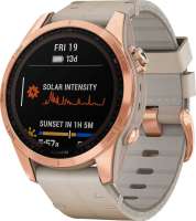 Garmin Fenix 7S Sapphire Solar 42mm Rose Gold, с ремешком Sandy Leather