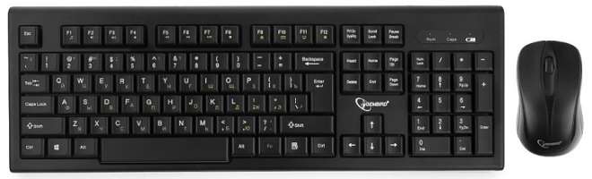 Gembird Клавиатура и мышь Wireless KBS-8002 черные, 2.4ГГц, 104 клавиши+3 кнопки, 1000DPI
