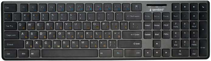 Gembird Клавиатура KB-8460 103кл+5 доп, 12Fn, ножничная, тихая, 1.5м, черная