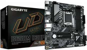 GIGABYTE Материнская плата mATX B650M D3HP (AM4, AMD B650, 4*DDR5 (7600), PCIe, 2*M.2, 4*SATA RAID, 3*USB 3.2, 4*USB 2.0, USB Type-C, HDMI, 2*DP)