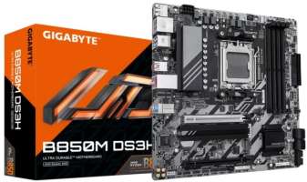 GIGABYTE Материнская плата mATX B850M DS3H (AM5, AMD B850, 4*DDR5 (5200), PCIe, 2*M.2, 4*SATA, 2*USB 2.0, USB 3.2, USB Type-C, HDMI, 2*DP)