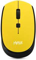 Hiper Мышь беспроводная HOMW-085, 1600dpi, оптическая светодиодная, USB, желтый (HOMW-085)