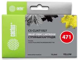 Картридж струйный Cactus CS-CLI471XLY для Canon TS5040/MG5740/MG6840/MG7740 желтый 10.8мл