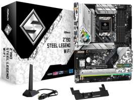 Материнская плата ATX ASRock Z790 STEEL LEGEND WIFI (LGA1700, Z790, 4*DDR5 (6800), 8*SATA 6G RAID, 4*M.2, 3*PCIE, 2.5Glan, WiFi, BT, HDMI, DP, USB Typ