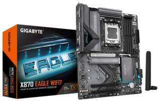 Материнская плата ATX GIGABYTE X870 EAGLE WIFI7 (AM5, X870, 4*DDR5 (8200), 4*SATA 6G RAID, 3*M.2, 3*PCI-E, 2.5Glan, WiFi, BT, HDMI, 4*USB 3.2, 4*USB 2