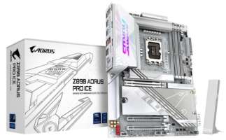 Материнская плата ATX GIGABYTE Z890 AORUS PRO ICE (LGA1851, Z890, 4*DDR5 (9500), 4*SATA 6G RAID, 5*M.2, 3*PCI-E, WiFi, BT, 6*USB 3.2, 4*USB 2.0, Type-