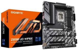 Материнская плата ATX GIGABYTE Z890 UD WIFI6E (LGA1851, Z890, 4*DDR5 (8800), 4*SATA 6G RAID, 3*M.2, 4*PCI-E, 2.5Glan, 4*USB 3.2, 4*USB 2.0, Type-C, PS