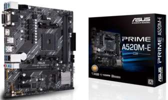 Материнская плата mATX ASUS PRIME A520M-E/CSM AM4, AMD A520, 2*DDR4(4866), 4*SATA 6G RAID, M.2, PCIe