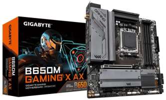 Материнская плата mATX GIGABYTE B650M GAMING X AX (AM5, AMD B650, 4*DDR5 (6400), 4*SATA 6G RAID, 2*M.2, 2*PCIE, 2.5Glan, WiFi, BT, HDMI, 2*DP, USB Typ