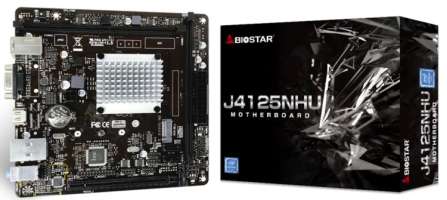 Материнская плата mini-ITX Biostar J4125NHU (J4125, 2*DDR4 (2400), 2*SATA 6G, M.2, PCIE, Glan, HDMI, VGA, 2*USB 3.1, 2*USB 2.0) RTL