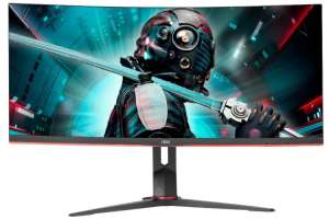 Монитор 34" AOC CU34G2XP 3440x1440 LED, 21:9, VA, 400cd, 4000:1, 80M:1, 1ms, 178/178, DP, HDMI, 180Hz, сurved R1500, Tilt, HAS, pivot, VESA, black