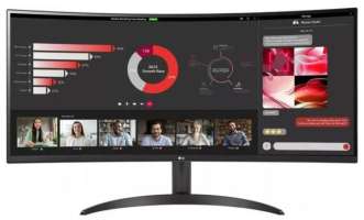 Монитор 34" LG UltraWide 34WR50QC-B 3440x1440, VA, 300cd/m2, 21:9, 5мс (GtG), 2*HDMI, DP, 100Hz, 178/178, FreeSync, HDR 10, Curved, VESA (100x100 мм)