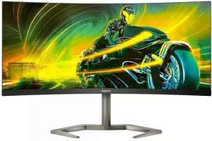 Монитор 34" Philips 34M1C5500VA 00/01 3440x1440, VA, Curved, 165 Гц, 300cd/m2, H178°/V178°, 3000:1, 4ms, 2xHDMI, 2xDP, USB-Hub, Height adj, Swivel, Sp