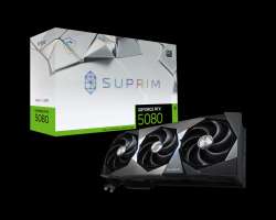 MSI NVIDIA GeForce RTX 5080 16G SUPRIM SOC, 16Gb 256 бит, PCI-E, HDMI, 3DP, Retail (RTX 5080 16G SUPRIM SOC)