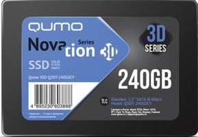 Накопитель SSD 2.5'' Qumo Q3DT-240GSCY Novation 240GB SATA3.0 3D TLC 550/520MB/s IOPS 30K/80K MTBF 1.5