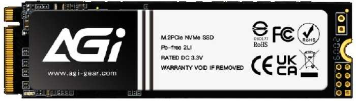 Накопитель SSD M.2 2280 AGI AI198 256GB, 3000/2000MB/s, PCIe 3.0 x4, NVME, 3D TLC, 150 TBW, MTBF 1.6M