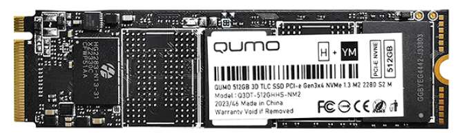 Накопитель SSD M.2 2280 Qumo Q3DT-512GHHS-NM2 Novation 512GB 3D TLC 3100/2000MB/s IOPS 150K/400K MTBF 1.8 TBW 300