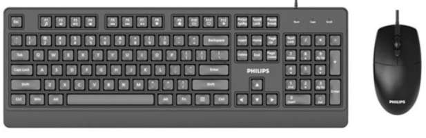 Philips Клавиатура и мышь SPT6247 USB 2.0 104 клав/3 кнопки, 1600dpi, русская заводская раскладка, чёрный
