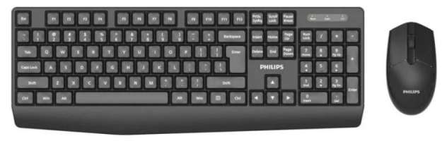 Philips Клавиатура и мышь Wireless SPT6337 2.4 GHz 104 клав/3 кнопки, 1600dpi, русская заводская раскладка, чёрный