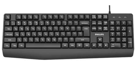 Philips Клавиатура SPK6237 SPT6237B/60 USB 2.0 104 клав, высокие кн., русская заводская раскладка, чёрный