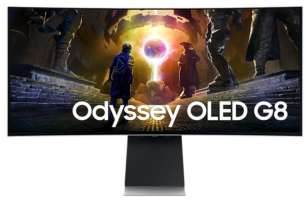 Samsung Монитор 34" Odyssey OLED G8 G85SD S34DG852SI Curved OLED 21:9 3440*1440, 175Hz 0,03ms 1M:1 250cd 1,07B 178/178 DP; 2*HDMI, 2*USB3.0, Smart TV