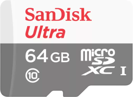 SanDisk Ultra 64 GB Class 10 UHS-1 Черно-белая (SDSQUNR-064G-GN3MN)