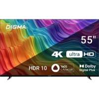 Телевизор LED Digma DM-LED55UBB33 55" Яндекс.ТВ Frameless Metal черный 4K Ultra HD 60Hz DVB-T DVB-T2 DVB-C DVB-S DVB-S2 USB WiFi Smart TV