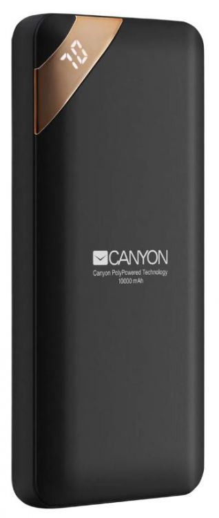 Аккумулятор внешний портативный Canyon PB-102 CNE-CPBP10B 10000mAh, Smart IC, кабель USB 0.25m, Micro/USB-C, 2*USB, black