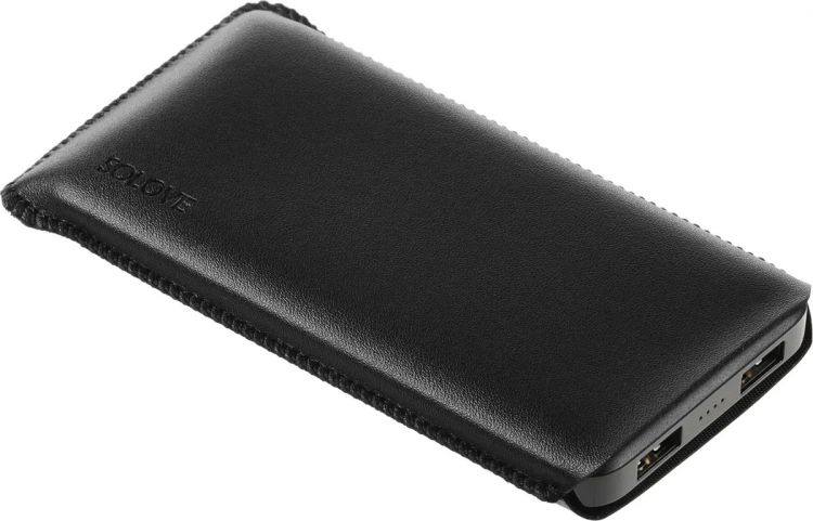 Аккумулятор внешний Xiaomi 001M+ Black RUS 10000mAh Type-C/2*USB, кожаный чехол, черный