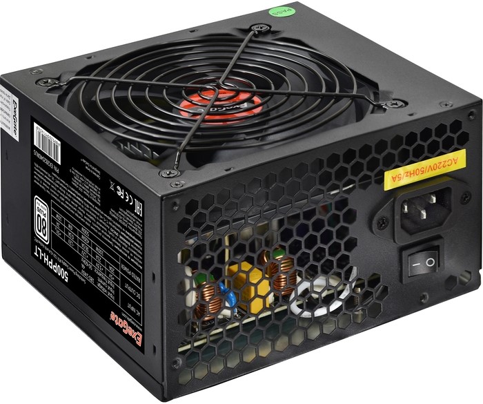 Блок питания ATX Exegate 500PPH-LT 500W, APFC, 120mm fan, 80Plus Standart, кабель 220V с защитой от выдергивания