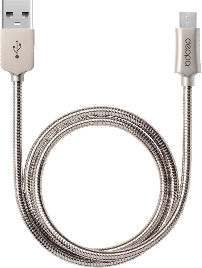 Deppa Steel USB-microUSB 1,2м оплетка металл Silver