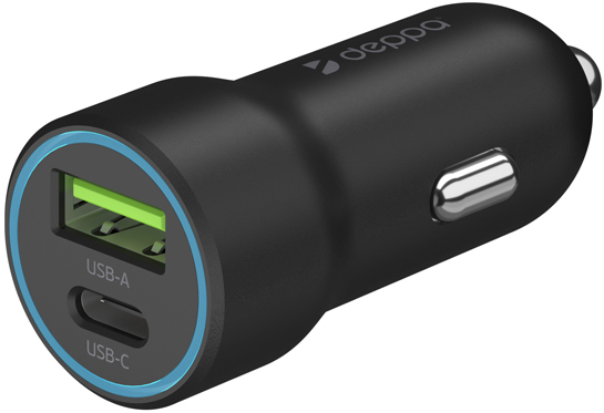 Deppa USB-C + USB A, PD 3.0, QC 3.0, 20W Black