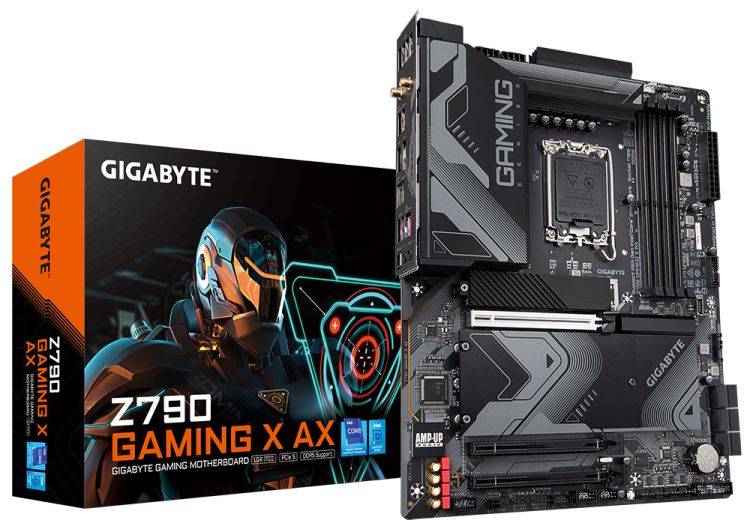 Материнская плата ATX GIGABYTE Z790 GAMING X AX (LGA1700, Z790, 4*DDR5 (7600), 6*SATA 6G RAID, 4*M.2, 3*PCIE, 2.5Glan, WiFi, BT, HDMI, DP, USB Type-C,