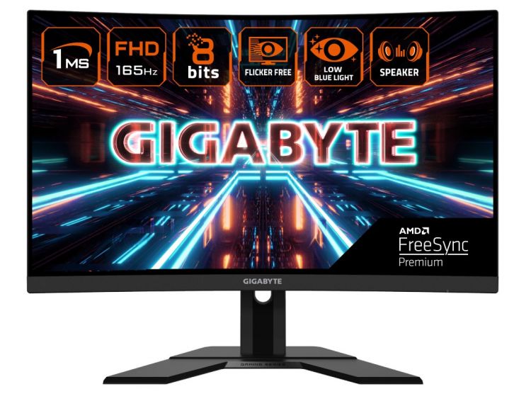 Монитор 27" GIGABYTE G27FC (1920x1080, 1 ms, 250 cd/m, 12000000:1, 178°/178°) VA, 165 Гц, изогнутый, HDMI 1.4 x2, DisplayPort 1.2, SB Type A x2, SPK,