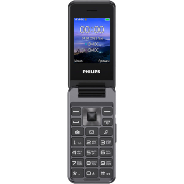 Мобильный телефон Philips Xenium E2601 темно-серый, раскладной 2Sim 2.4" 240x320 Nucleus 0.3Mpix GSM900/1800 FM microSD max32Gb