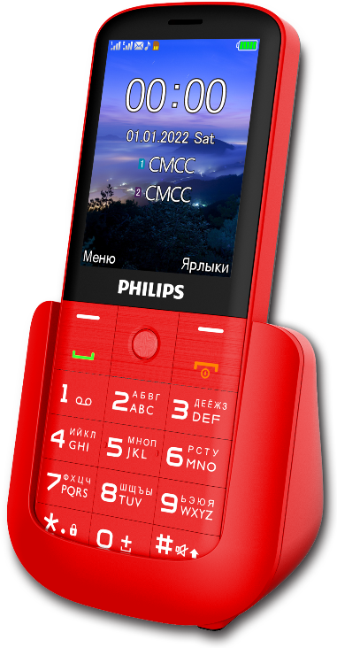 Телефон Philips Xenium E227 32Mb красный