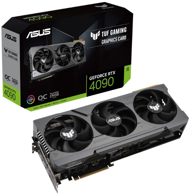 PCI-E ASUS GeForce RTX 4090 TUF Gaming OC (TUF-RTX4090-O24G-GAMING) 24GB GDDR6X 384bit 4nm 2235/21000MHz 2*HDMI/3*DP