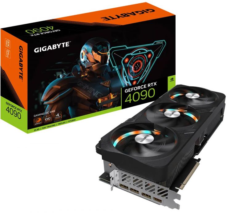 PCI-E GIGABYTE GeForce RTX 4090 GAMING OC (GV-N4090GAMING OC-24GD) 24GB GDDR6X 384bit 4nm 2235/21000MHz HDMI/3*DP