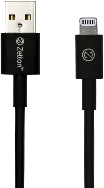 Zetton USB-A-Lightning MFI 1м Black (ZTUSBMFI1A8)